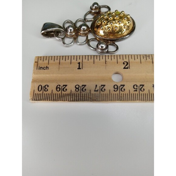 Vintage Large Pendant Only Faux Gold silver tone Costume Jewelry Made in Usa - Picture 9 of 11